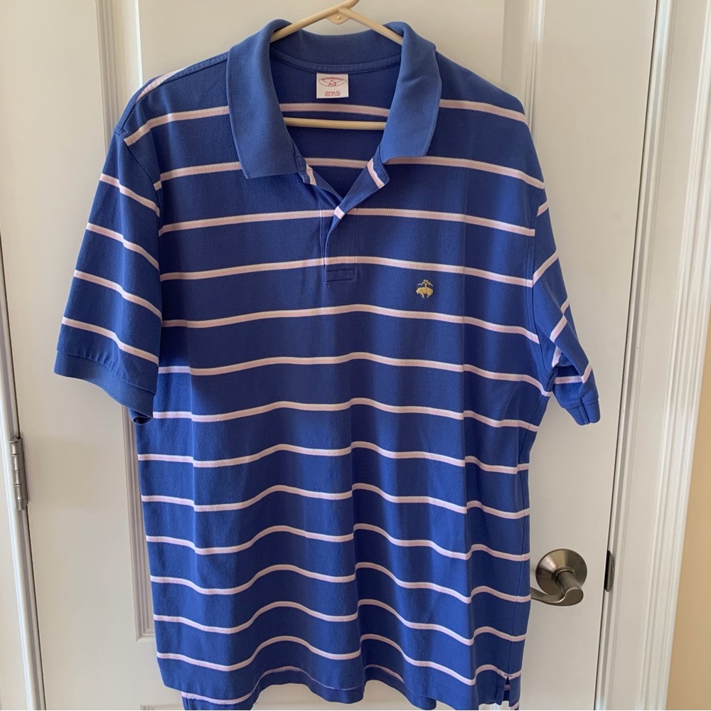 Brooks Brothers Blue Polo with White Stripes
